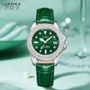 Lushka Small Green Light Luxury Set con Diamond Water Ghost Fashion Trendy Crowd Quartz's Women's Watch