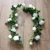 Decoratieve bloemen 115cm Rose Vine Diy Simulatie Bloem Stringpijp deksel voor lelijkheid Decoratie Bruiloft Tuinparty Hanging