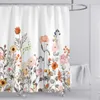 Rideaux de douche colorés à fleurs florales fleurs de fleur de rideau en polyester moderne Ensemble pour la salle de bain du bain imperméable de salle de bain avec 12 crochets décor
