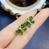 Studörhängen FS Fashion S925 Sterling Silver 4 6 Natural Diopside Butterfly Certificate Fine Charm Wedding Jewelry for Women Meibapj