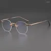 Óculos de sol enquadram TAIAT puro titânio sem moldura masculino masculino de óculos retrô de moda Moda Sculte Business Business Far Far