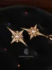 Dört Yabani Yıldız Tasarımı S925 Saf Gümüş AB Doğal Tatlı Su İnci Işık Lüks Altın Kaplama Küpe
