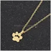 Collane a ciondolo moda Mastichy Neckace Pets Cani Footprint Chain Catena Pendenti Gioielli Portata per consegna a goccia Dh7yt