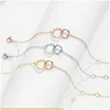 Braccialetti Charm Visunion 316L Bracciale in acciaio inossidabile doppia grande cerchio rotondo a catena rotonda a catena a infinito braccialetti consegna di goccia in oro rosa dh0od