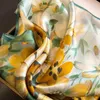 Scarves Natural Real Silk Scarf Flower Printed Foulard Femme Square Head Scarfs Bandana Shawl For Women Hijab Bufandas