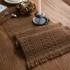 Macrame Table Runner Khaki Solid Color Woven Natural Material American Holiday Table Cloth Wedding Table Decoration 240325