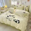 Set di biancheria da letto asciugamano di cotone ricamato in panda cattiva set a quattro pezzi set da 1,2 m foglio da letto modello a tre pezzi