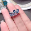 Bagues de cluster Meibapj Natural Blue Topaz Fashion Ring pour les femmes Real 925 Bijoux de mariage fin de sterling en argent sterling