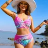 Costumi da bagno femminile stampato solido set di bikini taglie forti da donna diviso ad alta divisione femminile feste sportiva da bagno spiaggia primavera estate S-4xl