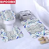 Rideaux de douche Bohemian Wave Imperproofing Soft Fabric Strowing Stravail 3D Bath rideau anti-rauque Toilet de toilette Mat à couvercle DÉCOR DE HOME