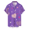 Magliette maschile maschile magliette cuore amore punti stampa camicia camicia estate manica corta blusa bottone blusa bianca ventenna festa di San Valentino festa socia dhjb5