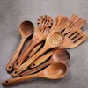 Dijkartikelen sets 9 st houten keukengerei Set teak lepel voor het koken van anti-aanbakgerei