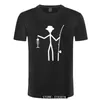 Men's T-Shirts Cool Funny T-Shirt Men High Quality Tees Mens Fisherman Stick Figure Holding Fish Bones Cotton Short Sleeve T Shirts 2445