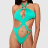 Женские купальные костюмы Halter Neck Bikini Styly High Cut Coupmuit с изысканными деталями сексуально для летних женщин для летних женщин