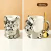 Tasses 1pc créative stéréo chien café tasse de dessin animé thé animal gold plaquette argent céramique tasse couple cadeau avoine à la maison décoration intérieure