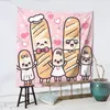 Tapisseries Adorable Français petite famille Baguette avec décoration murale rose tapisserie moderne cadeau de vacances décoratif polyester délicat