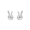 Studörhängen 925 Silver Needle Cute Rabit Crystal Statement For Women Girls Valentines Day Gift Fashion Jewelry Wholesale