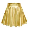 Skirts Women's Sexy Solid Color Performance Suit Pleated Skirt Lacquer Leather Sequined Fashion Casual A-Line Half Bodies