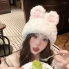 Boinas femininas gorro de moda kawaii chapéu malha de malha espessada lã de lã de lã outono inverno quente