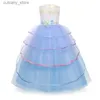 Mädchenkleider Kleid für Mädchen Geburtstagsfeier Kleidung Brodery Blumenballkleid für Kinder Regenbogen formelle Prinzessin Kinder Kostüm L240402