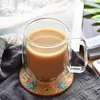Wine Glasses Double Coffee Mugs With Handle Drinking Insulation Wall Glass Tea Cup Creative Gift Drinkware Milk Mug