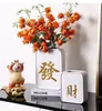 Vases Creative Lucky Words Ceramic Vase Decoration Modern Minimalist Flower Arrangement Container Living Room Table