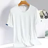 Camisetas para hombres Camiseta de seda de hielo Swein Swein Campo redondo Simple Fitness Traje de fitness delgado transpirable secado rápido