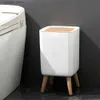 Afvalbakken Wit eenvoudig mode -prullenbak kan druk op geurafdichtingsafval opslagbak voor keuken woonkamer toiletkantoor afvalpapier mandje L46