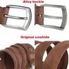 Belts Vintage Genuine Cowhide Leather Mens Unique Texture Real Pin Buckle Belt For Men Jeans Male