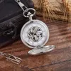 Montres de poche Bronze Silver Hoat Design mécanique de poche Pocke Winding Steampunk Chain mâle Male Clock Men Ladies L240402