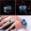 Trouwringen Geometrische blauwe kubieke zirkoonvinger voor vrouwen mannen mode sieraden sier kleur statement ring vrouwelijke anelwedding drop deli dhou33