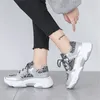 Fitness Shoes Mesh Breathable Women Leopard Sneakers Silver Platform Ladies Knitting Casual Glitter Sequined Chunky