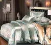 Sängkläder sätter europeisk ren bomullssatin Jacquard fyrdelad täcke täcke lakan kudde