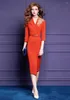 Sıradan Elbiseler Zjyt Ofis Lady Beading Blazer Kalem Kadınlar İçin Zarif İş Şık Bahar Midi Elbise Artı Beden Kadın Giyim Partisi