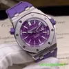 AP Brand PolsWatch Royal Oak Offshore Series 15710st Limited Edition Purple Back Transparant Mens Fashion Leisure Business Sports Mechanical Diving Watch