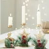 Candle Holders Christmas Iron Art Holder Table Decoration Snowflake Elk Pendants Christma Oranments Dinner Candlestick Home Decor Gifts