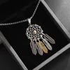 Hangende kettingen prachtige retro dream catcher ketting Boheemse tassel veer metaal lange keten kerstcadeau voor mannen en vriendjes