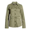 Benutzerdefinierte Großhandel Herbst Arbeit tragen weibliche Armee grüne Taschen Button Fly Jacke Frauen Twill Baumwoll Utility Safari Safari