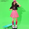 Spodnie dziewczęta Hip Hop Crop Top Piękne spodnie towarowe Dziecko solidne szorty Ubrania streetwearne Zestawy dzieci Kids Spódnica Street Dance Jazz Costume L46