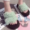 Slippers 2024 coreana feminina de alta qualidade lã sola moda casual confortável meninas planas sandálias domésticas