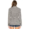 Blazer de gingham de manga comprida para mulheres manta casual casual com cinto