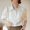 Blouses pour femmes chemises blanches Blouse Blouse Blouse Lady Pink Puff Sheve Shirts et Blouss Fashion Mode coréens Tops