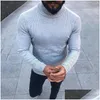 Men'S Sweaters Mens Fashion Winter High Neck Thick Warm Sweater Men Turtleneck Brand Slim Fit Plover Knitwear Male Double Collar Drop Dhe2M