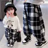 Trousers Girls Pants Long Trousers Cotton 2024 Plaid Spring Autumn Teenagers Babys Kids Pants OutdoorTeenagers Childrens Clothing L46