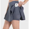 Rokken dames geplooide yoga shorts rok 2-in-1 anti Anti Awchwardness Luxtre Fabric Tennis Fitness Sports