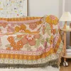 European Country Sofa Blanket Bohemian Tapestry Flowers Single Double Cover Living Room Decorative Casual Bedspread 240326
