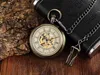 Pocket Watches Gold Retro Hand-WInd Mechanical Luxury Pocket Hollow Steampunk es Roman Numerals Clock With Fob Chain Reloj Hombre L240402