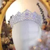 Joyas para el cabello de boda asnora tiara gran cristal cúbico circonía corona plateado color diadema accesorios para el cabello de la boda joyería l46