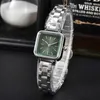 Designer Fashion Versatile Two Needle Casual Square Solid Steel Band Quartz Womens Watch DW