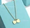 Brand de créateur Tiffays 925 ENAMEL PEACH COEUR DOUBLE LOVE LOVE Collier collier Collier Collier Personnalité féminine Fashion Polvylele